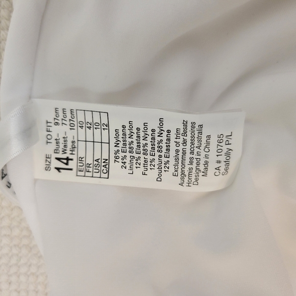 Seafolly White Wave Textured One-piece Swimsuit Size 10 - Picture 8 of 9